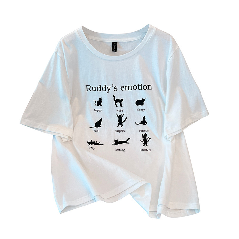 Plus Size Cat Cotton T Shirt Top (EXTRA BIG SIZE)