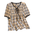 Plus Size Checks Korean Babydoll Blouse (Extra Big Size)