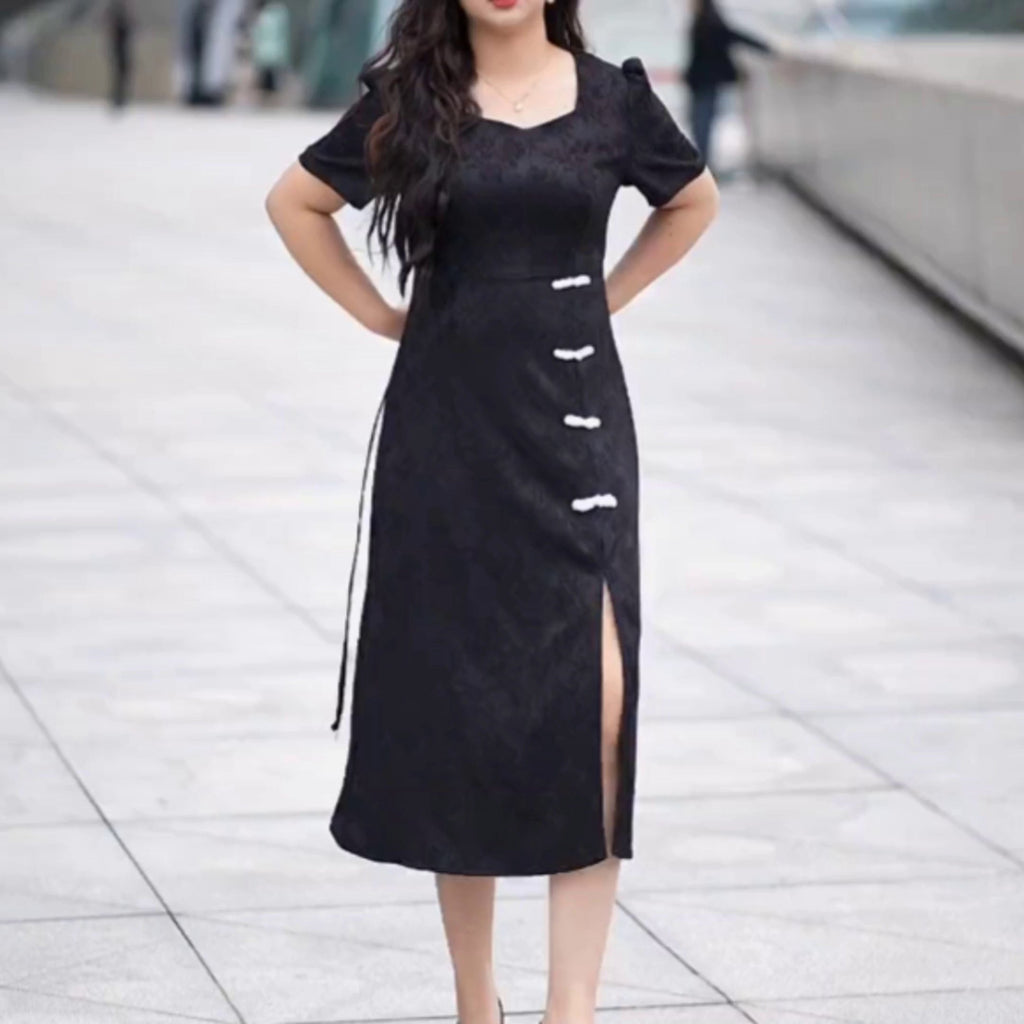 Plus Size Midi Cheongsam Dress