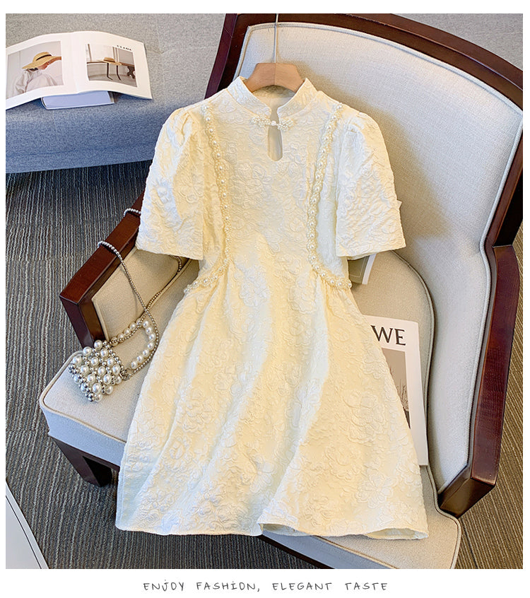 Plus Size Pearl Textured Babydoll Dress