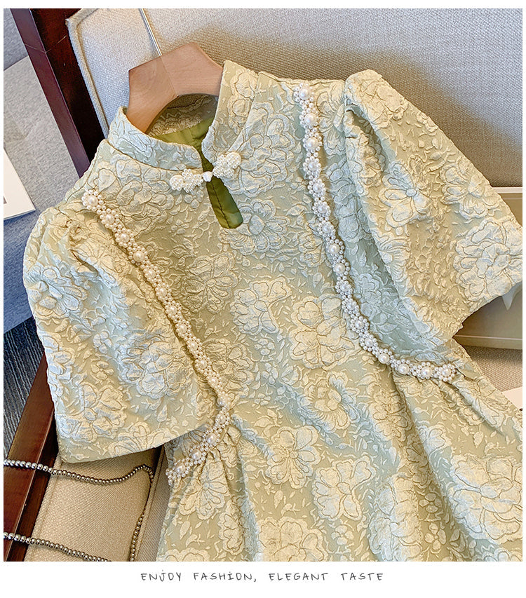 Plus Size Pearl Textured Babydoll Dress