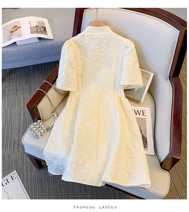 Plus Size Pearl Textured Babydoll Dress