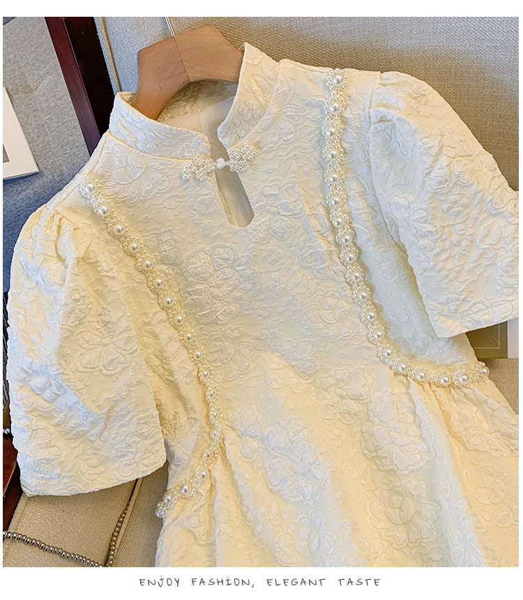 Plus Size Pearl Textured Babydoll Dress