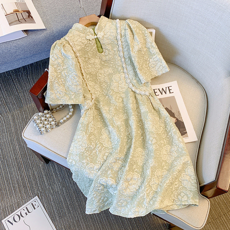 Plus Size Pearl Textured Babydoll Dress