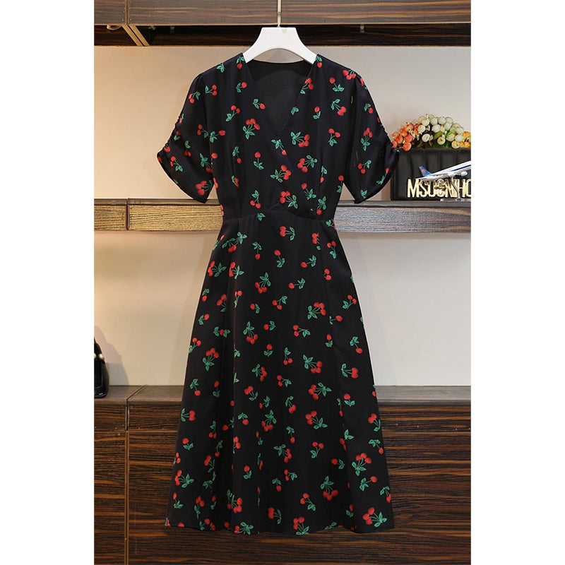 Plus Size Cherry Short Sleeve Dress
