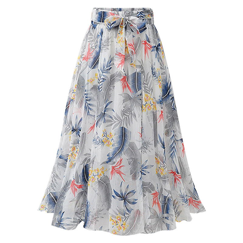 Plus Size Chiffon Pattern Midi Skirt