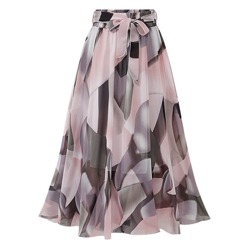 Plus Size Chiffon Pattern Midi Skirt