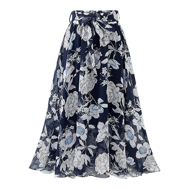 Plus Size Chiffon Pattern Midi Skirt