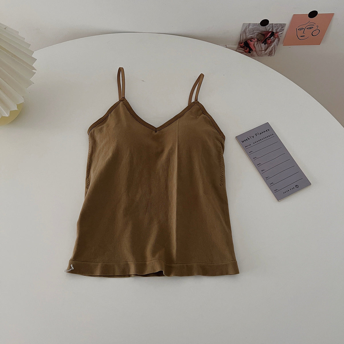 Plus Size V Neck Bra Pad Cami Top