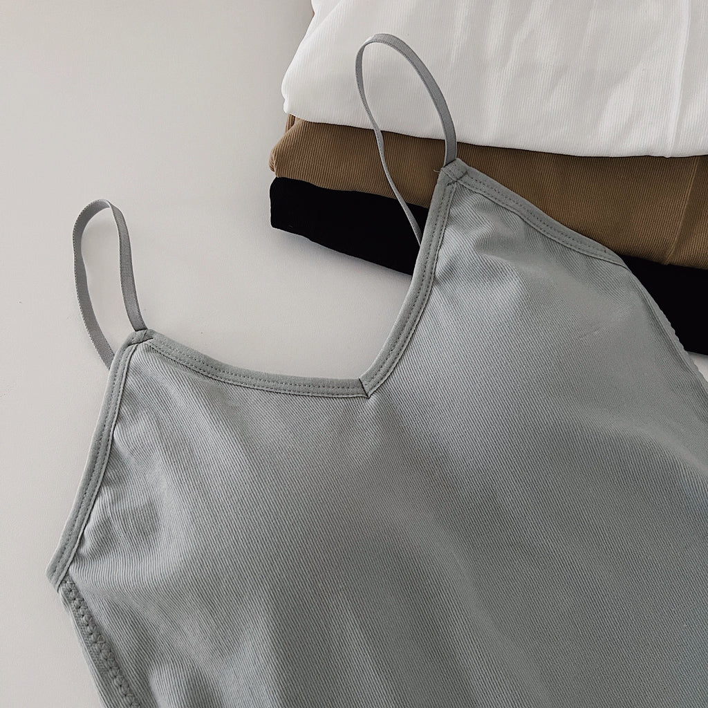 Plus Size V Neck Bra Pad Cami Top