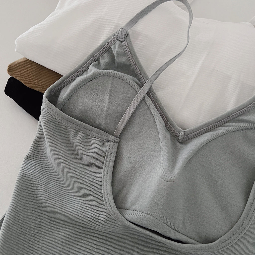 Plus Size V Neck Bra Pad Cami Top