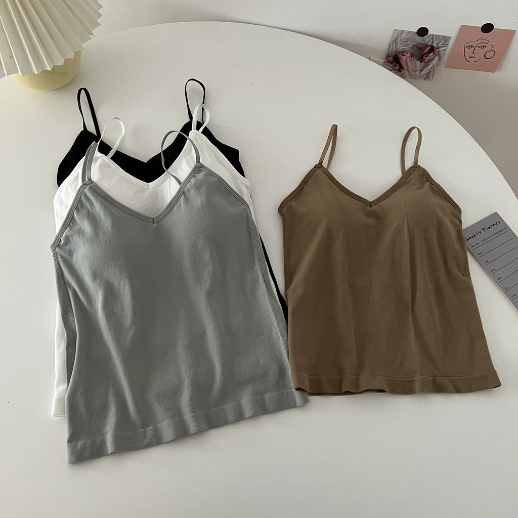 Plus Size V Neck Bra Pad Cami Top