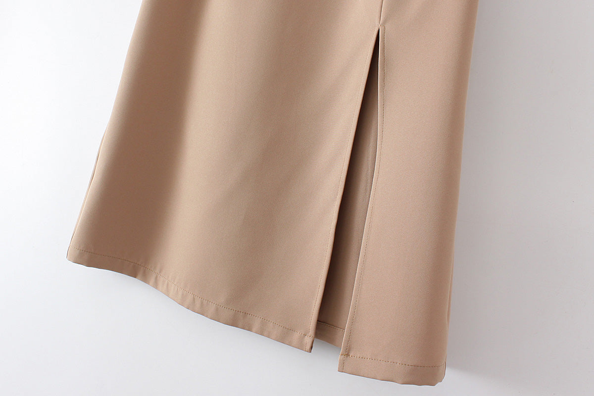 Plus Size Korean Slit Midi Skirt