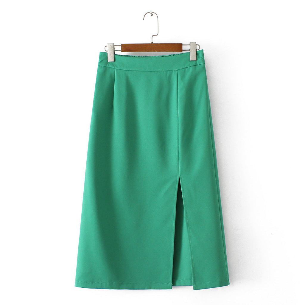 Plus Size Korean Slit Midi Skirt