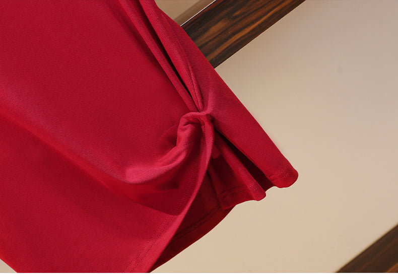 Plus size Korean red top and skirt set