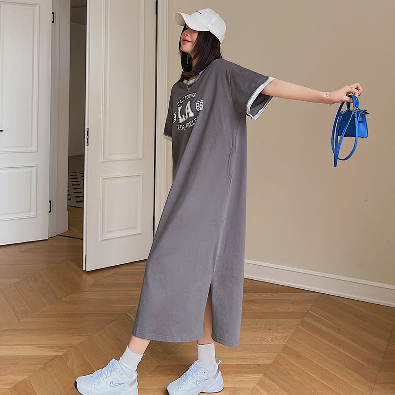 Plus Size Korean LA Midi T Shirt Dress