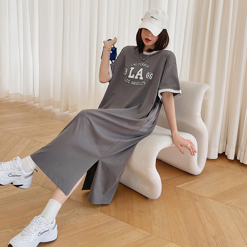 Plus Size Korean LA Midi T Shirt Dress