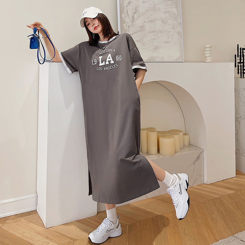 Plus Size Korean LA Midi T Shirt Dress