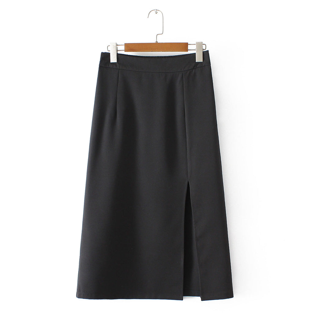 Plus Size Korean Slit Midi Skirt