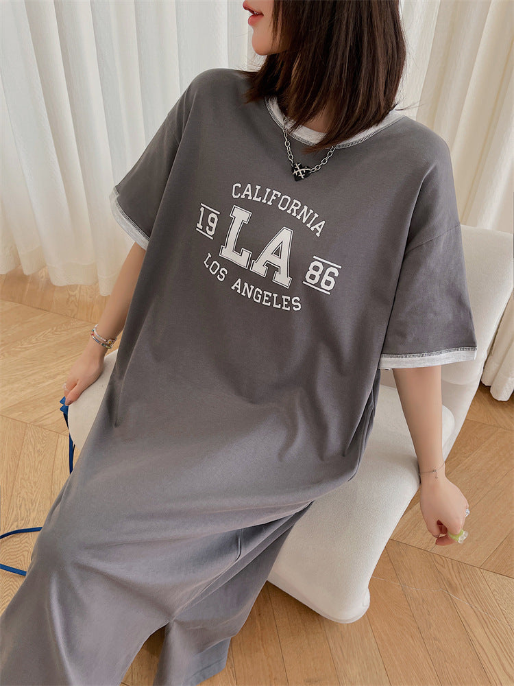 Plus Size Korean LA Midi T Shirt Dress