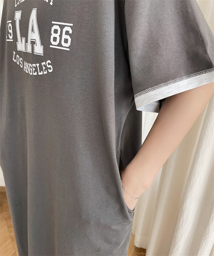 Plus Size Korean LA Midi T Shirt Dress