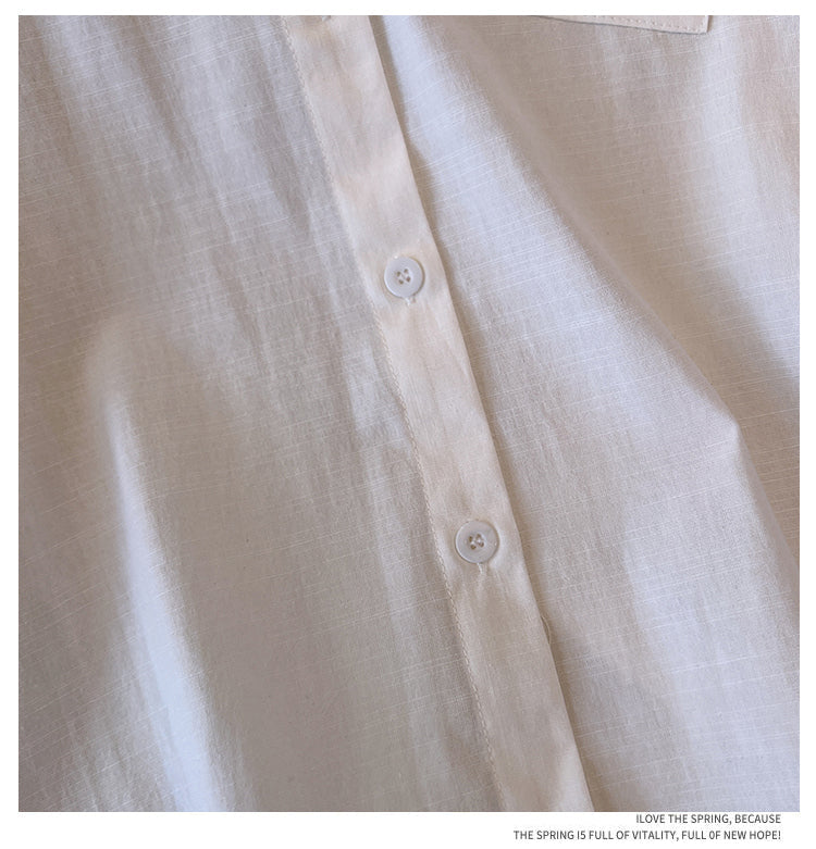 Plus Size Korean Button Tunic Long Sleeve Shirt