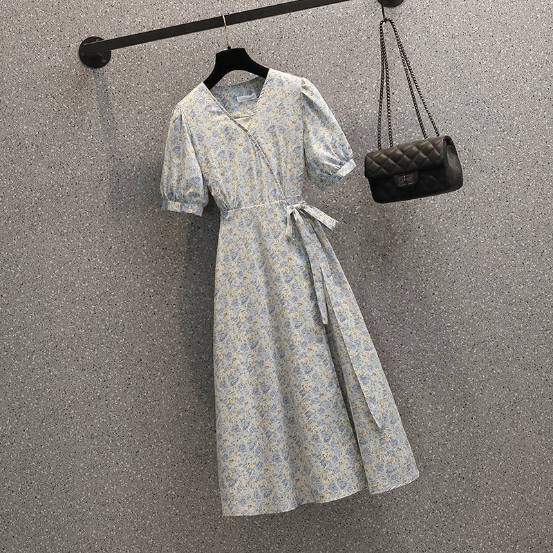 Plus Size Ditsy Floral Wrap Midi Dress