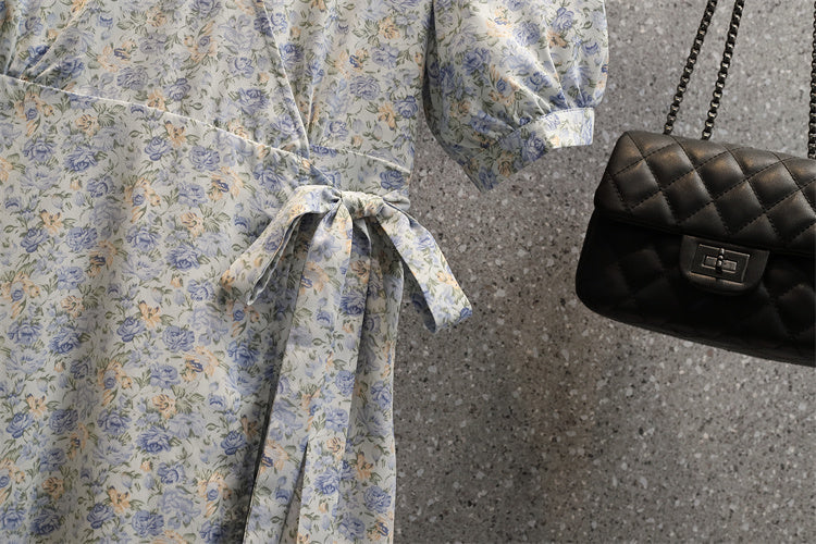 Plus Size Ditsy Floral Wrap Midi Dress