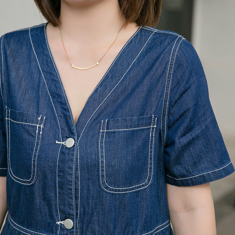 Plus Size Babydoll Denim Dress