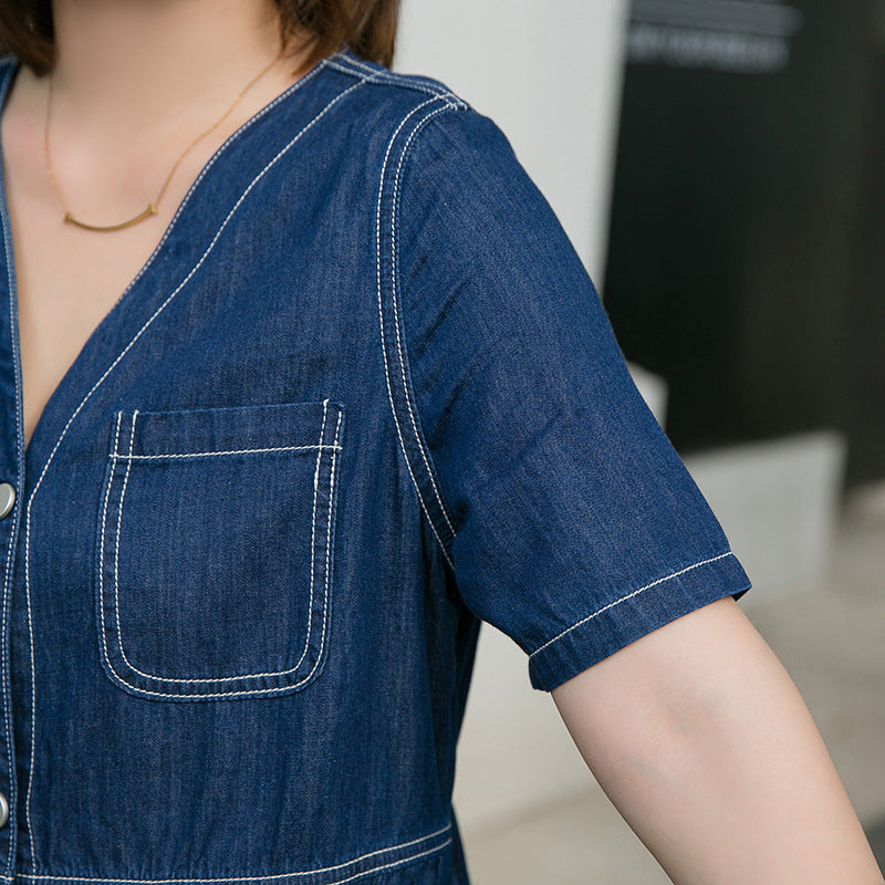 Plus Size Babydoll Denim Dress
