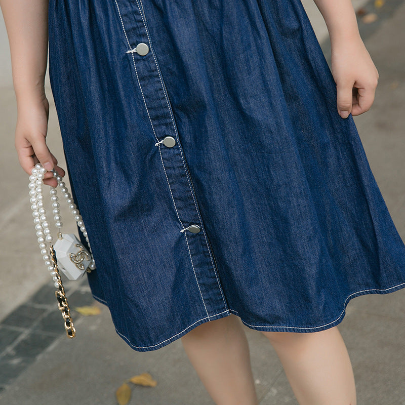 Plus Size Babydoll Denim Dress