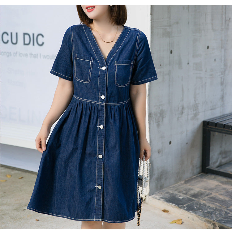 Plus Size Babydoll Denim Dress