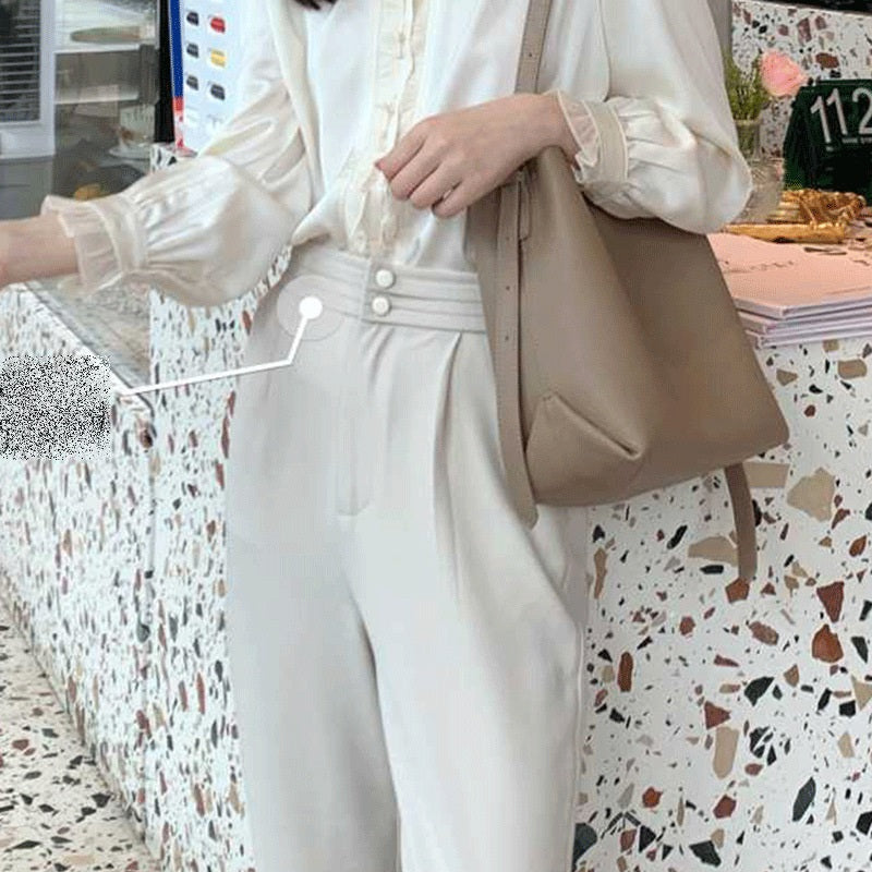 Plus Size Cream Trouser Pants