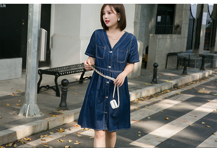 Plus Size Babydoll Denim Dress