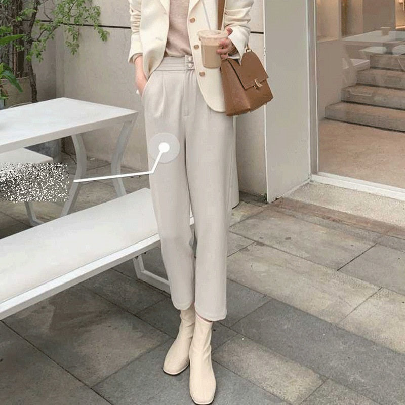 Plus Size Cream Trouser Pants