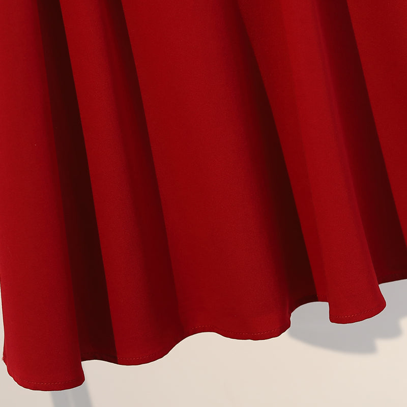 Plus size Korean red puff sleeve dress