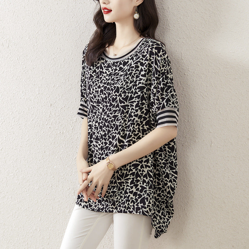 Plus Size Hearts Print Loose Blouse