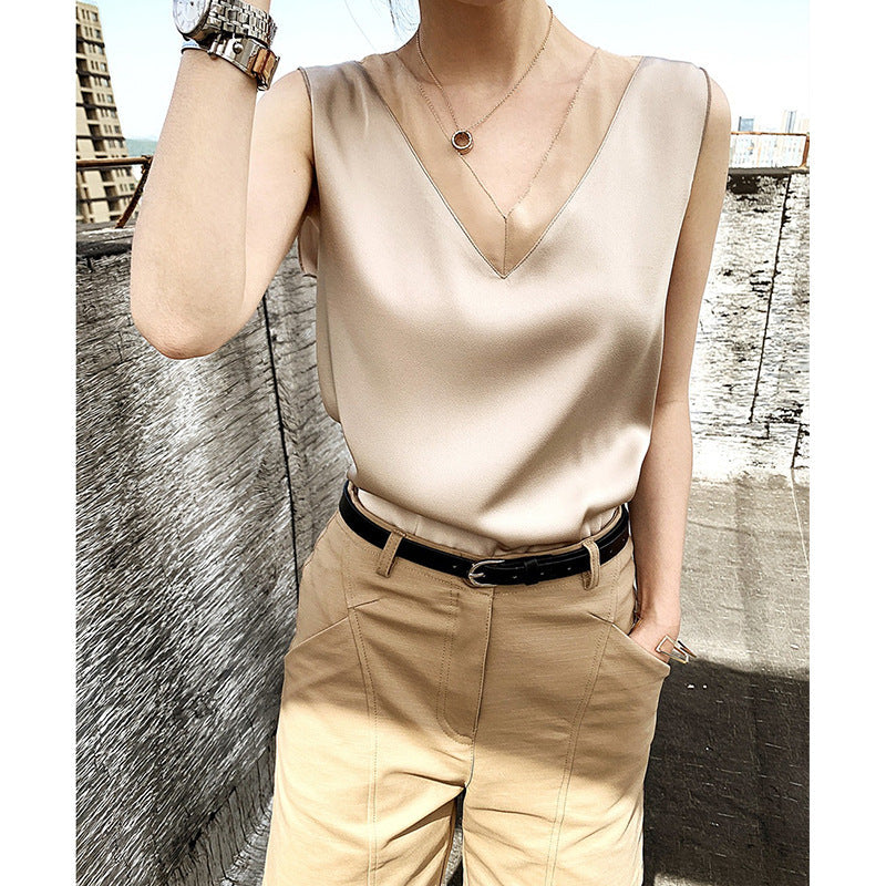Plus Size Sateen Silky Blouse