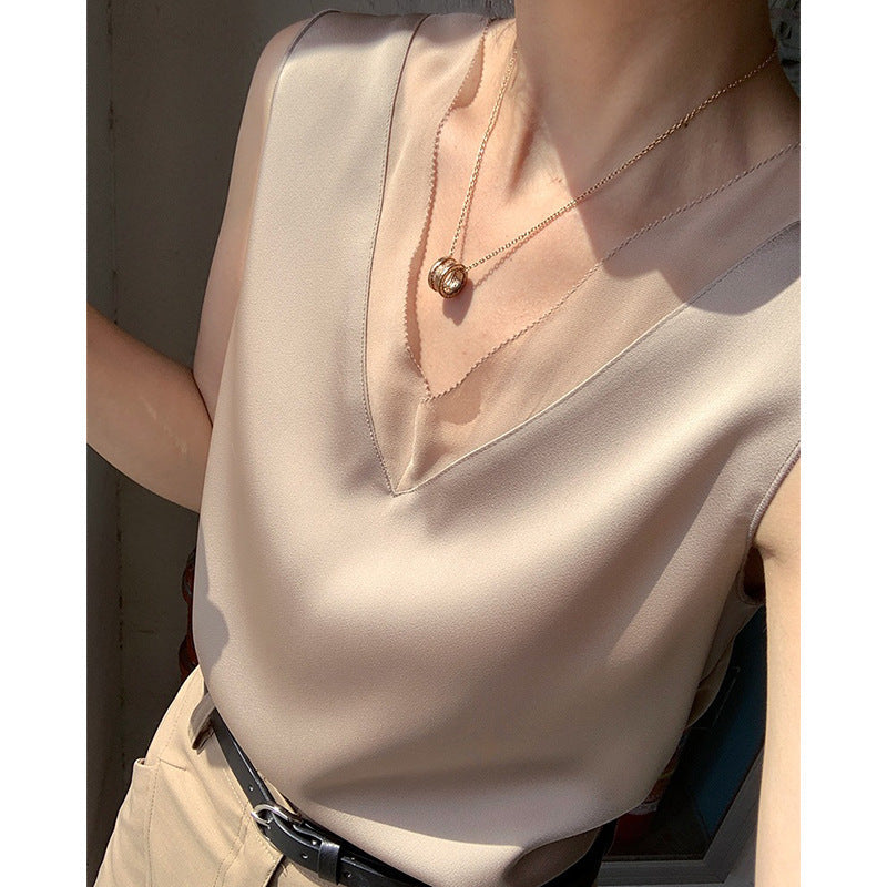 Plus Size Sateen Silky Blouse