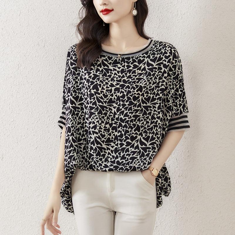 Plus Size Hearts Print Loose Blouse