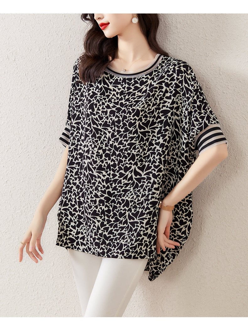 Plus Size Hearts Print Loose Blouse