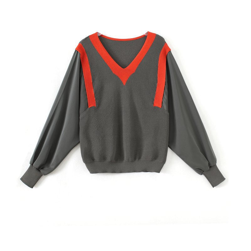Plus Size Batwing V Neck Loose Sweater
