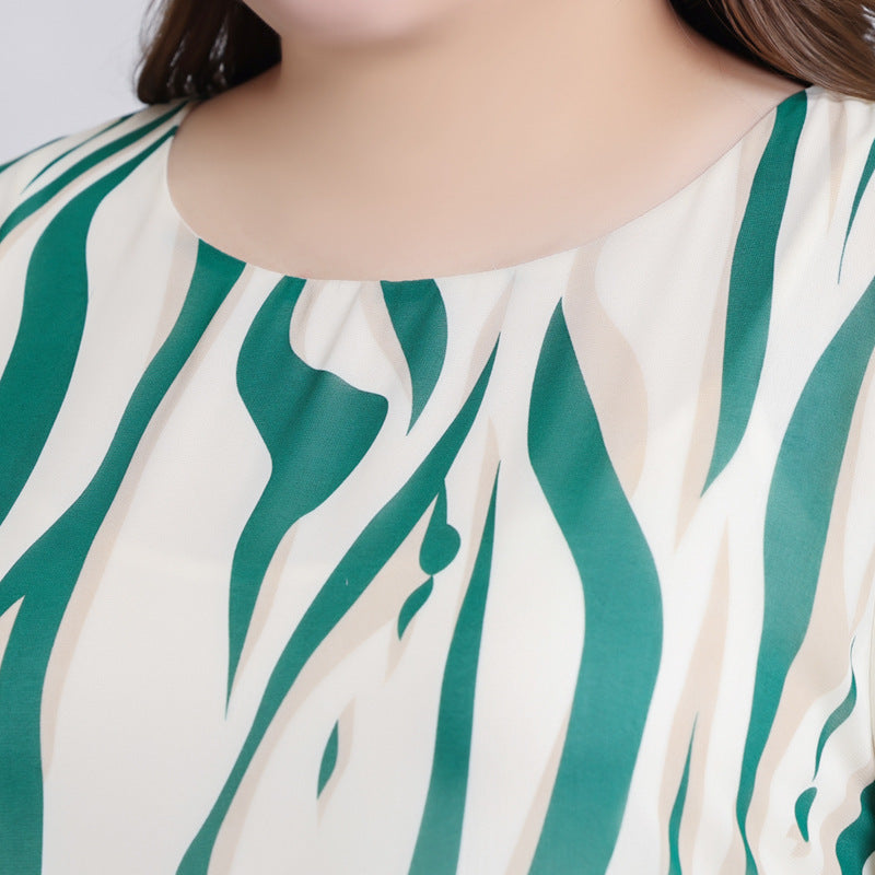 (XL-7XL) Plus Size Green Waves Tunic Blouse (EXTRA BIG SIZE)