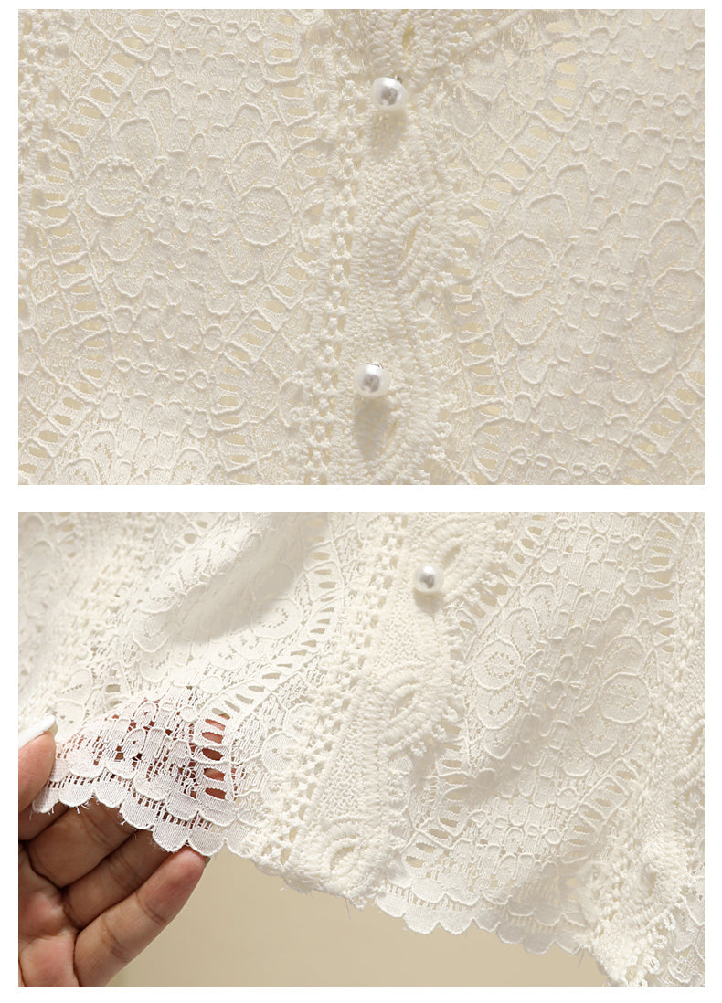Plus Size Korean Lace V Neck Blouse