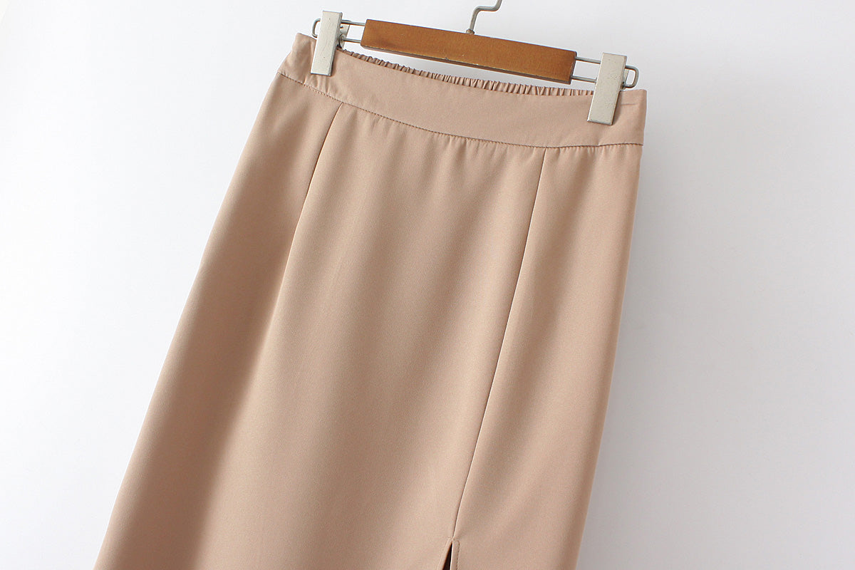 Plus Size Korean Slit Midi Skirt