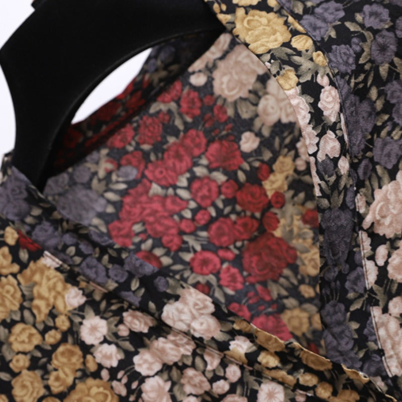 Plus size Korean vintage floral midi dress