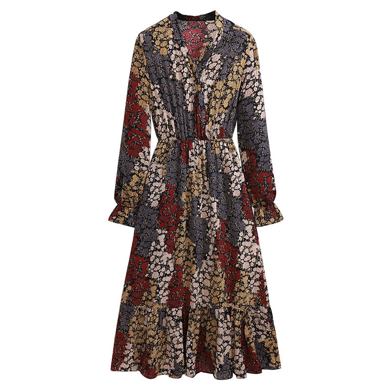 Plus size Korean vintage floral midi dress