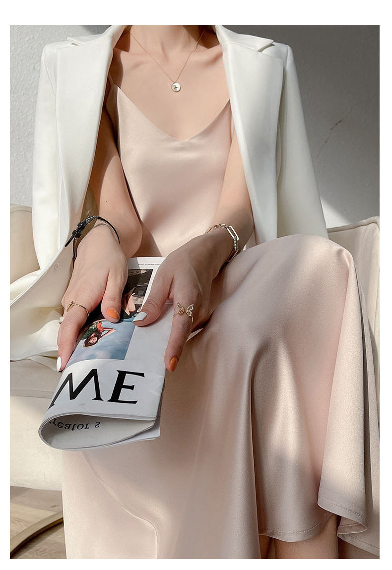 Plus Size Silky Korean Midi Dress
