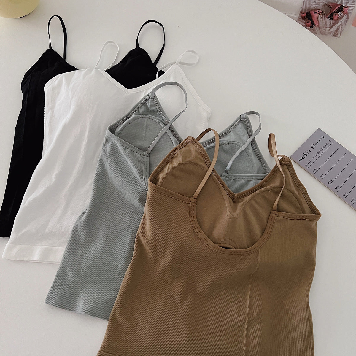 Plus Size V Neck Bra Pad Cami Top