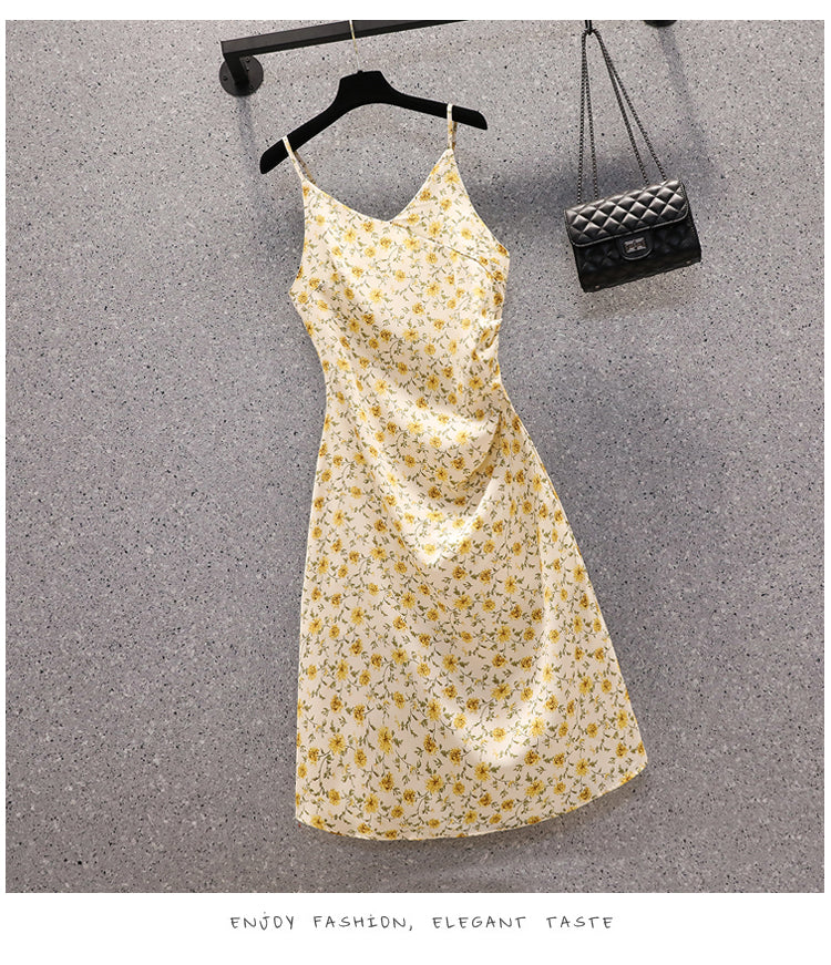 Plus size Korean ditsy floral dress and cardigan set